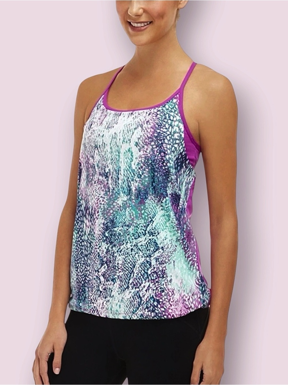 Fabletics Women’s XXL Norwalk Tank w/Built in Sports Bra Animal Print /Orchid